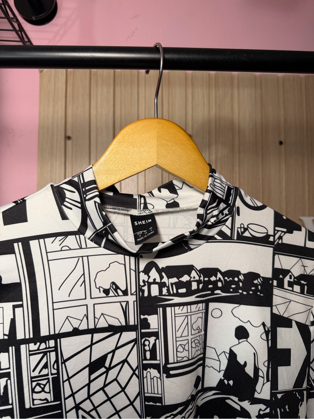 SHEIN Black and White Graphic Print Two-Piece Lounge Set - Picture 8 of 8